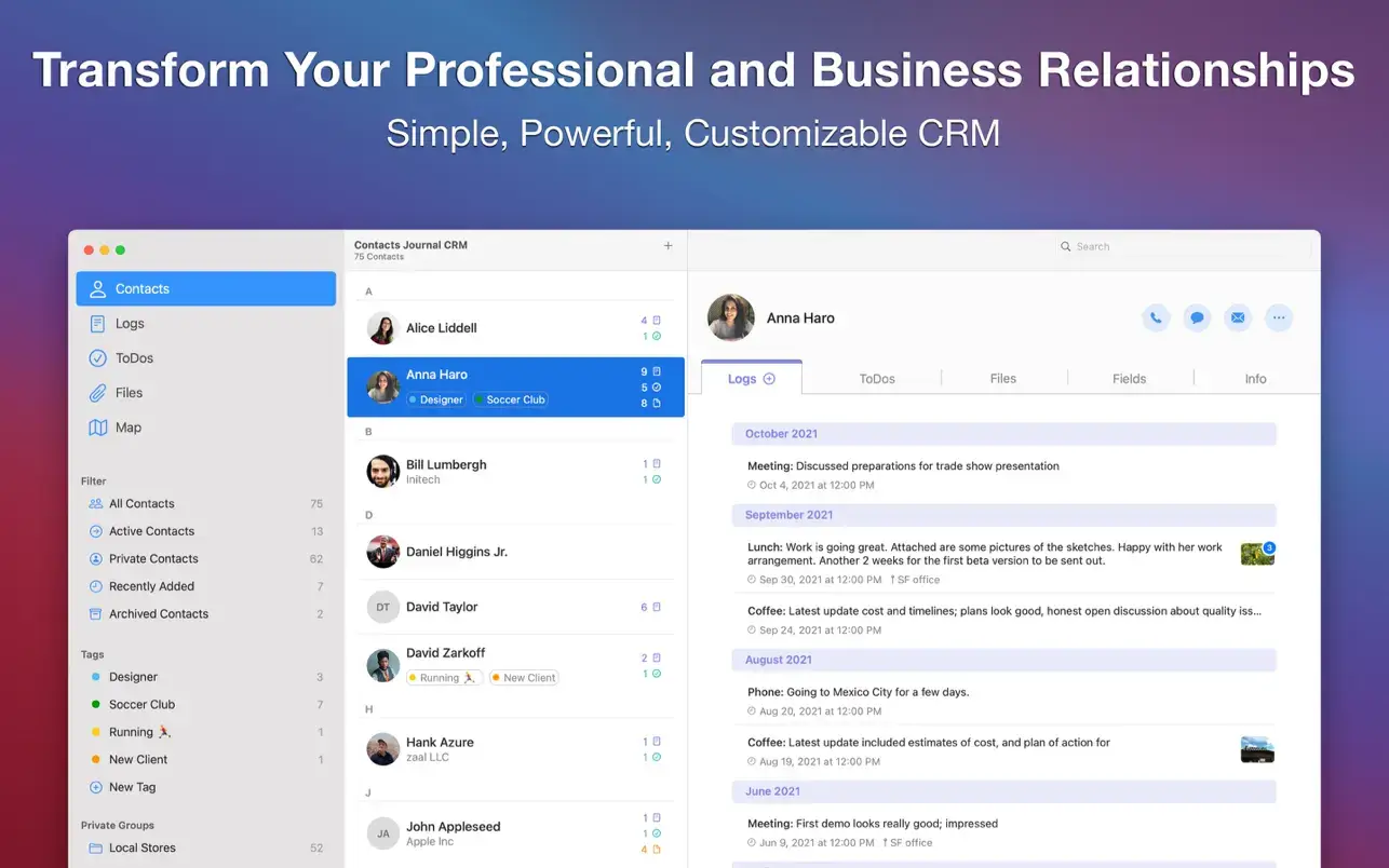 Contacts Journal CRM v3.4.0 Mac客户关系管理软件