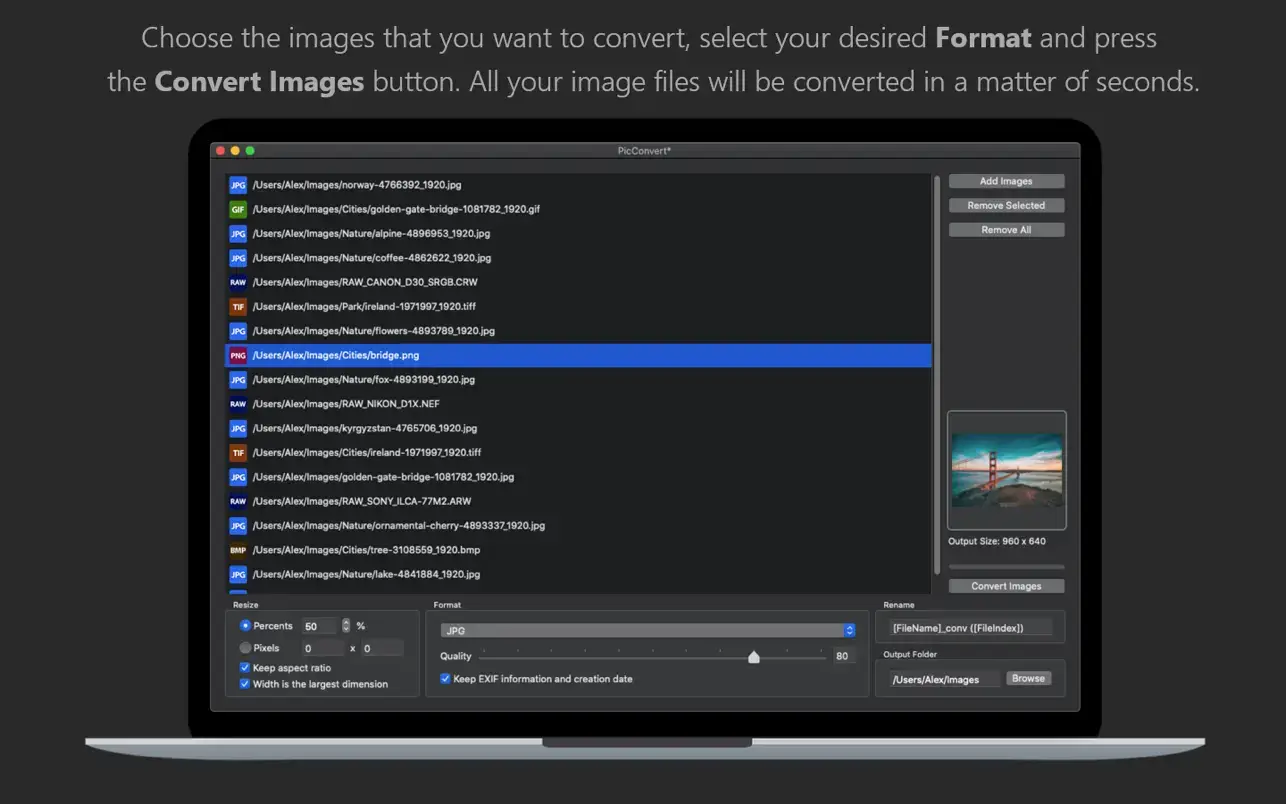 PicConvert v1.3 Mac图片格式批量转换工具破解版