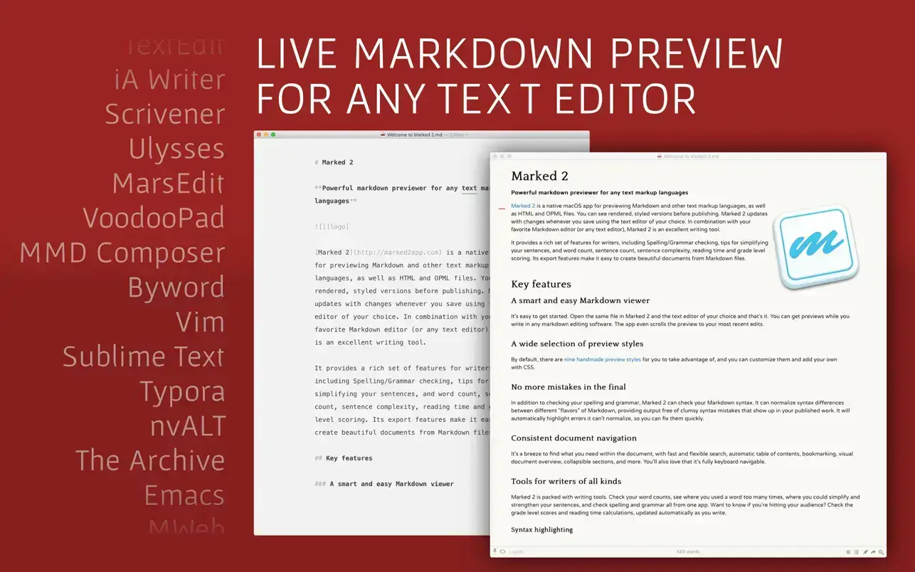 Marked v2.6.46 Mac Markdown预览工具破解版