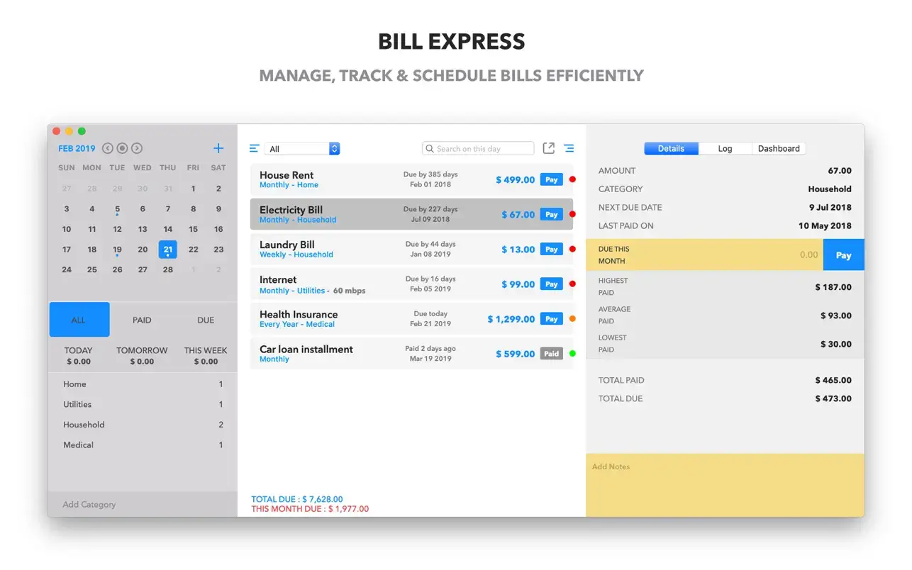 Bill Express v1.4 Mac财务账单管理软件破解版