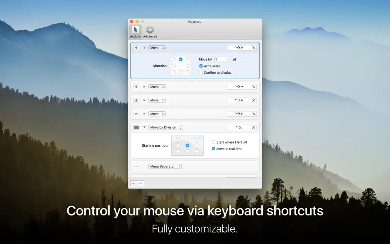 Keymou v1.2.11 Mac键盘快捷键控制鼠标