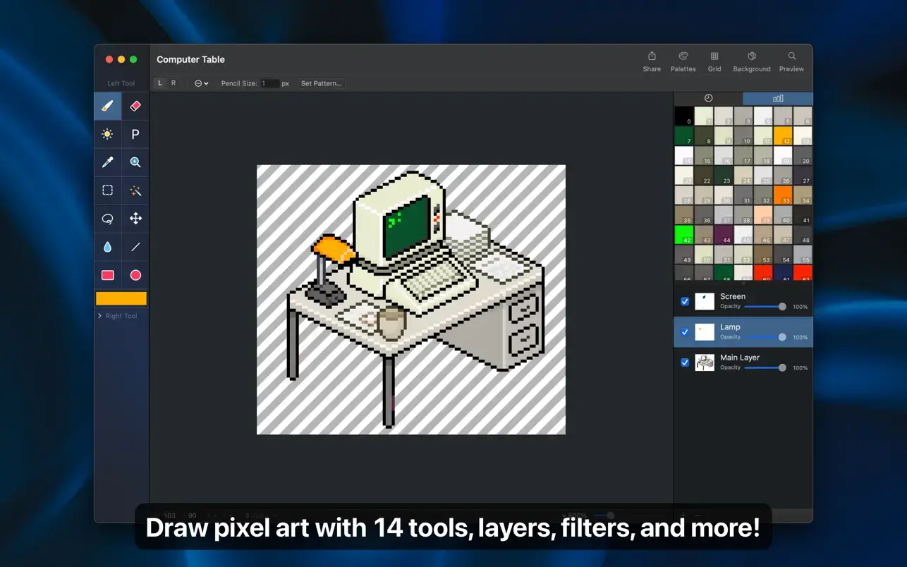Pixen v5.6.1 Mac原生像素艺术与逐帧动画编辑器