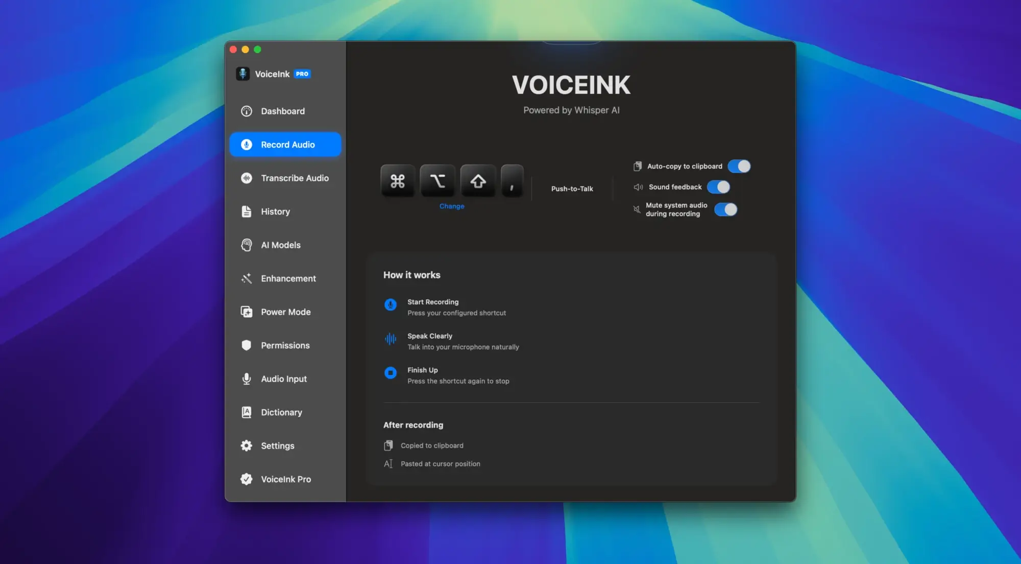 VoiceInk v1.33(133) Mac语音转文本工具