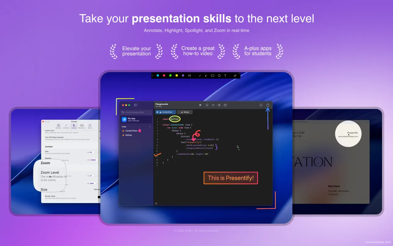 Presentify - Screen Annotation v5.0.0 Mac标注、绘制、高亮鼠标指针破解版