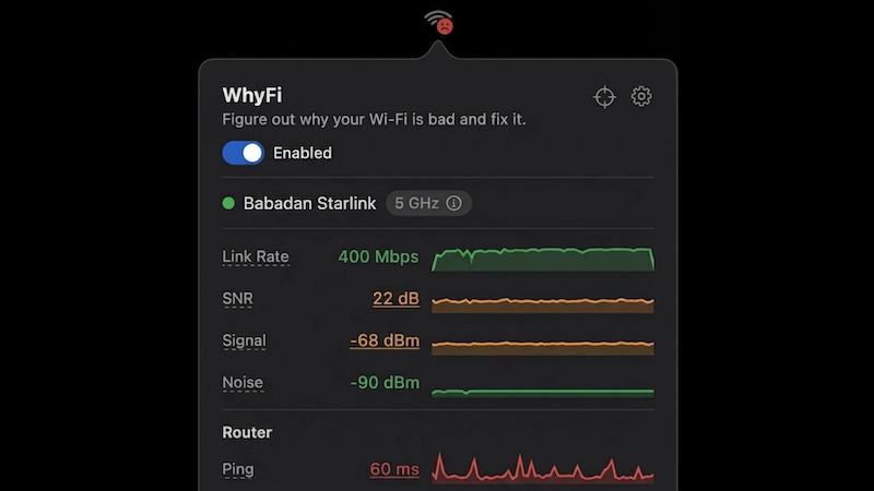 WhyFi v1.3.4 Mac WiFi状态监控工具破解版