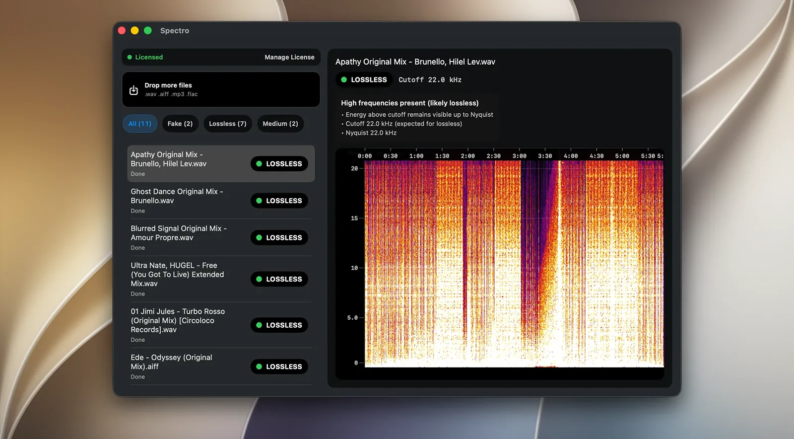 Spectro v1.5.3 Mac无损音频检测工具