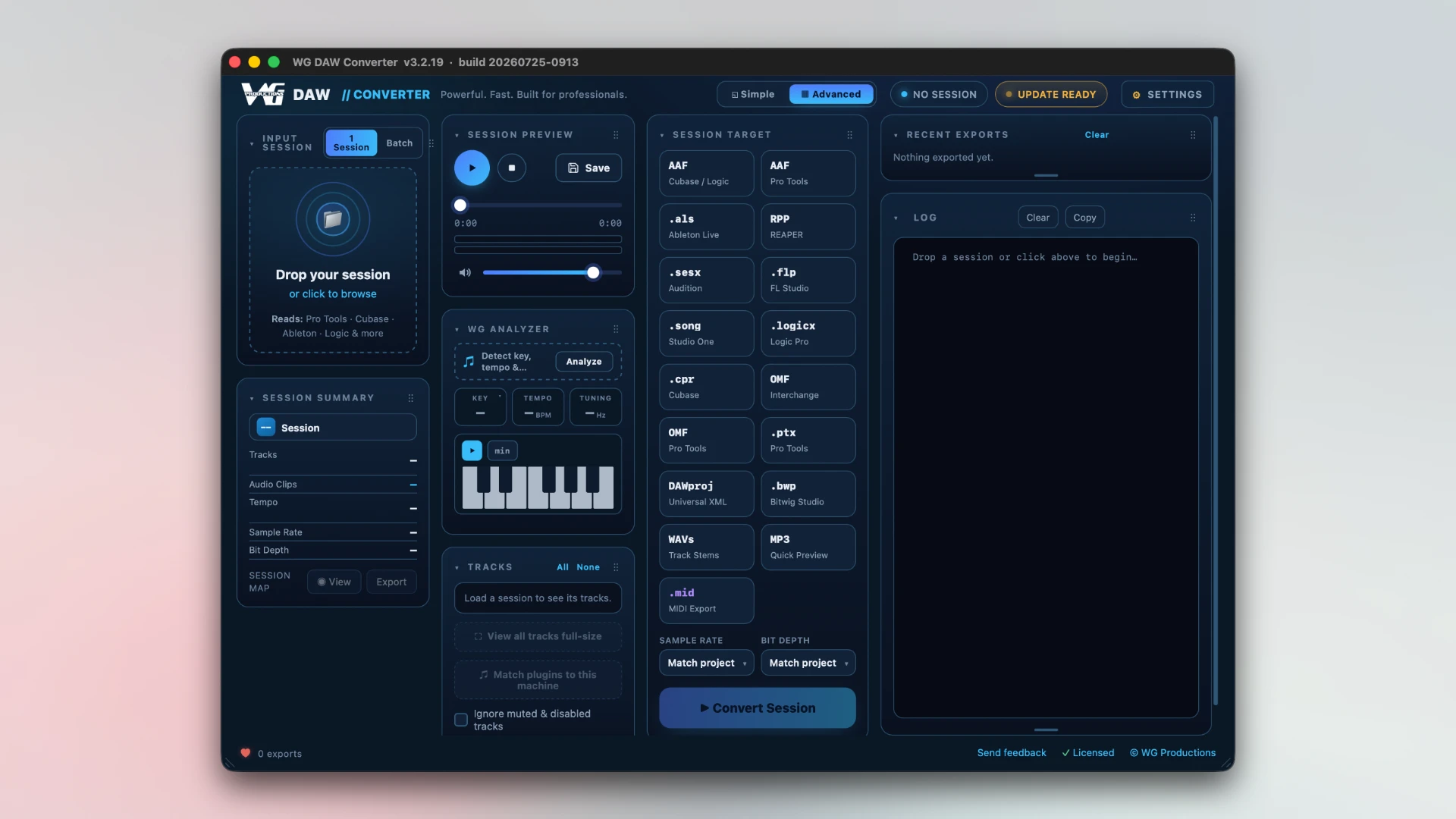 WG DAW Converter v3.2.19 Mac数字音频工作站