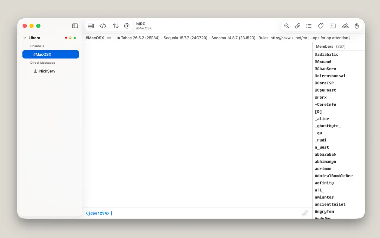 bIRC v1.2.7 Mac现代IRC客户端